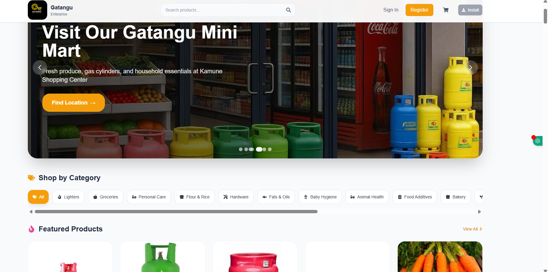 Gatangu E-commerce Homepage